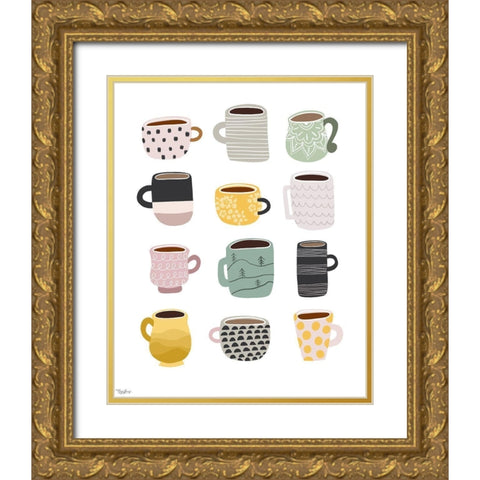 Coffee Gold Ornate Wood Framed Art Print with Double Matting by Louise, Gigi