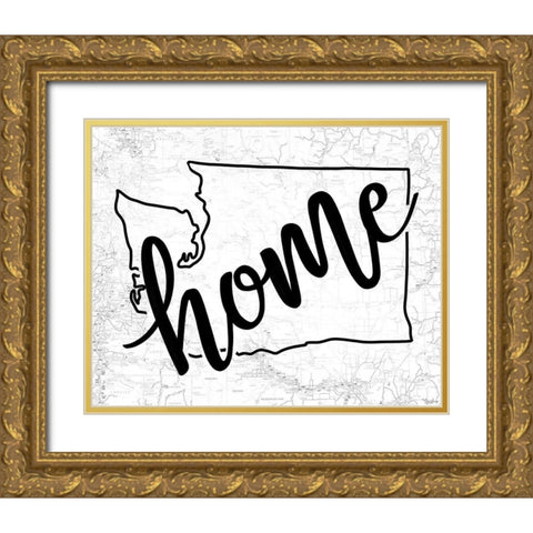 Washington Home Map Gold Ornate Wood Framed Art Print with Double Matting by Louise, Gigi