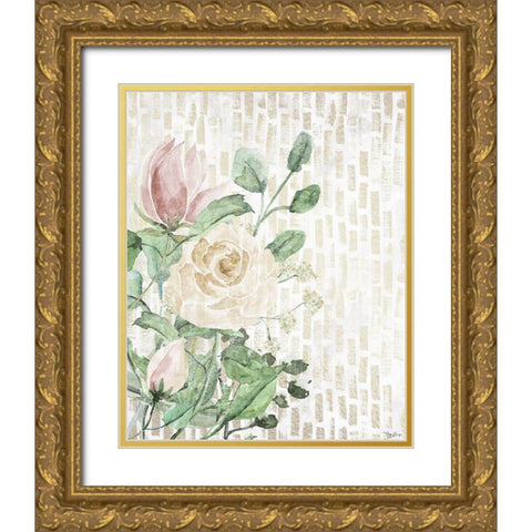 Neutral Flowers Gold Ornate Wood Framed Art Print with Double Matting by Louise, Gigi