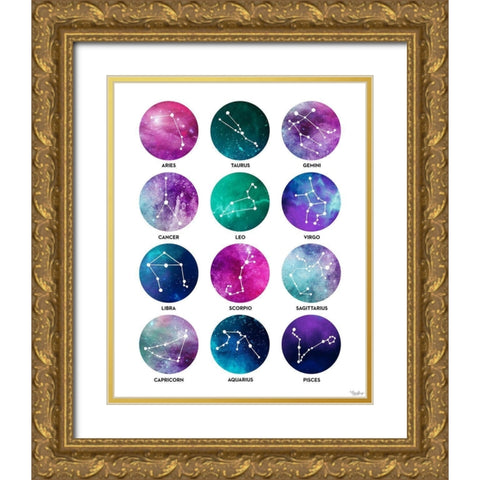 Zodiac Gold Ornate Wood Framed Art Print with Double Matting by Louise, Gigi