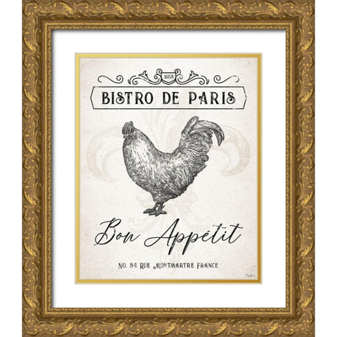 France Bistro Gold Ornate Wood Framed Art Print with Double Matting by Louise, Gigi