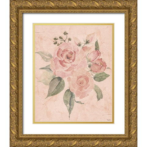 Blush Floral 1 Gold Ornate Wood Framed Art Print with Double Matting by Louise, Gigi