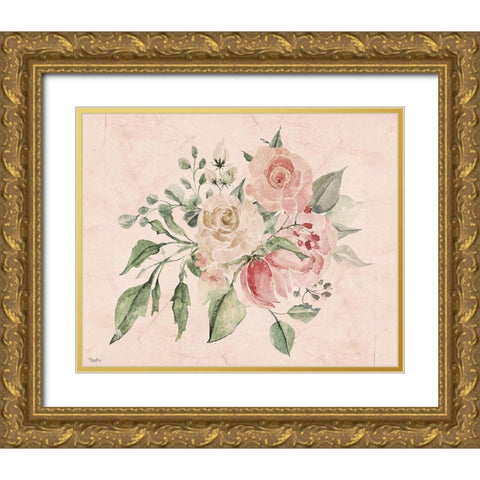 Blush Floral Gold Ornate Wood Framed Art Print with Double Matting by Louise, Gigi