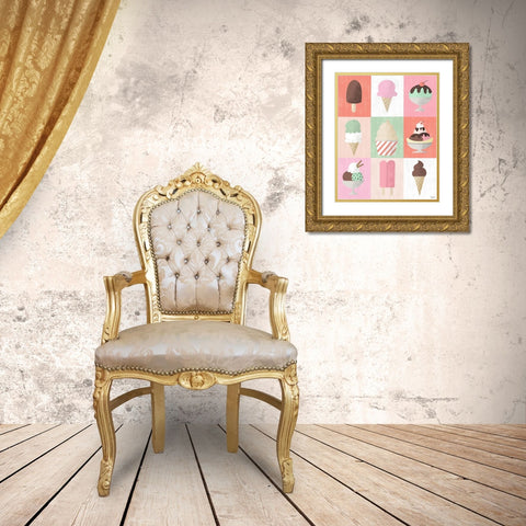 Ice Cream Gold Ornate Wood Framed Art Print with Double Matting by Louise, Gigi