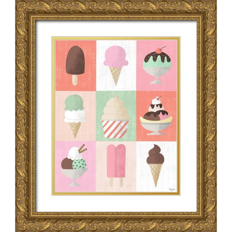 Ice Cream Gold Ornate Wood Framed Art Print with Double Matting by Louise, Gigi