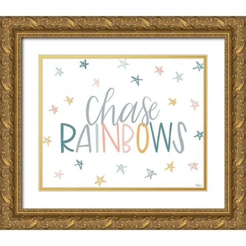 Chase Rainbows Gold Ornate Wood Framed Art Print with Double Matting by Louise, Gigi