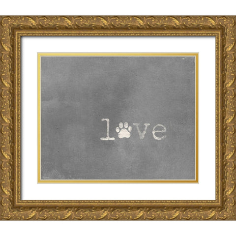 Love Paw Print Gold Ornate Wood Framed Art Print with Double Matting by Louise, Gigi