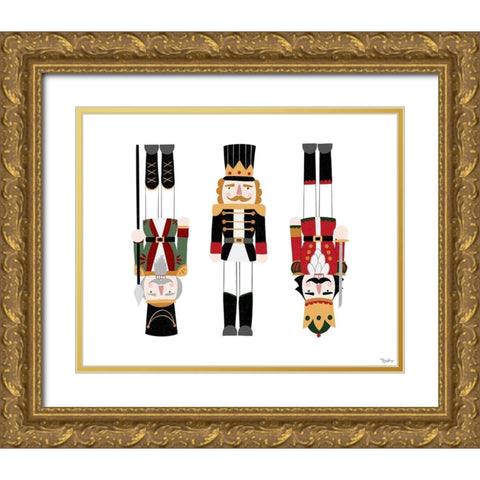Nutcrackers Gold Ornate Wood Framed Art Print with Double Matting by Louise, Gigi