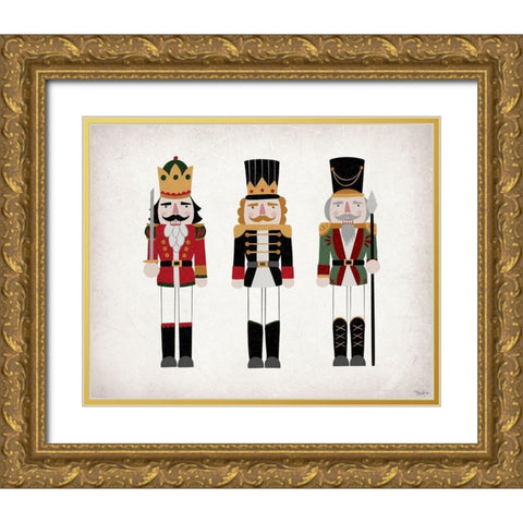 Nutcrackers V2 Gold Ornate Wood Framed Art Print with Double Matting by Louise, Gigi