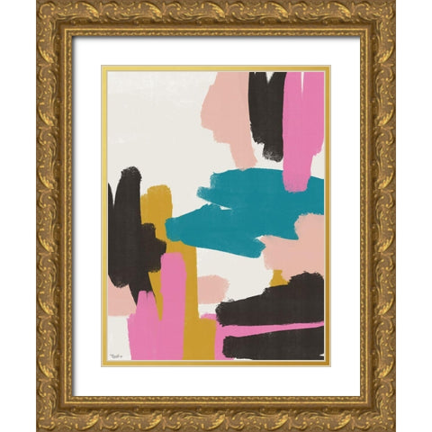 Pink Abstract 2 Gold Ornate Wood Framed Art Print with Double Matting by Louise, Gigi