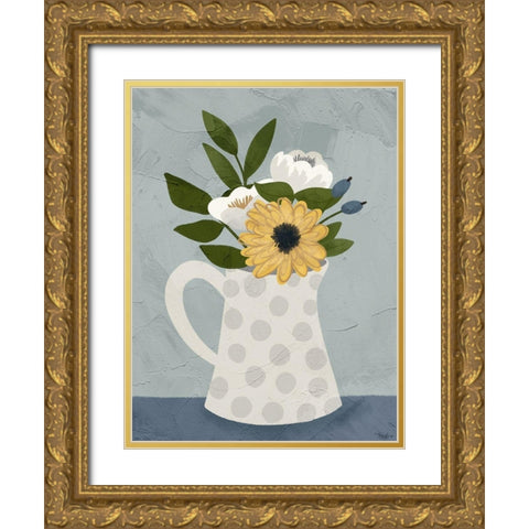 Flowers 3 Gold Ornate Wood Framed Art Print with Double Matting by Louise, Gigi