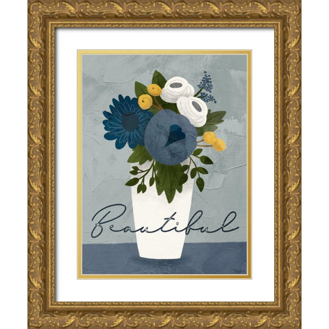 Flower Beautiful Gold Ornate Wood Framed Art Print with Double Matting by Louise, Gigi