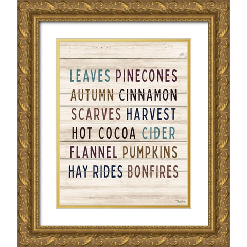 Autumn Words Gold Ornate Wood Framed Art Print with Double Matting by Louise, Gigi