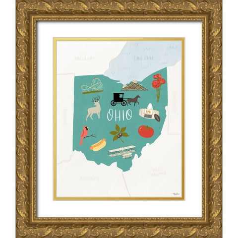 Ohio Icons Gold Ornate Wood Framed Art Print with Double Matting by Louise, Gigi