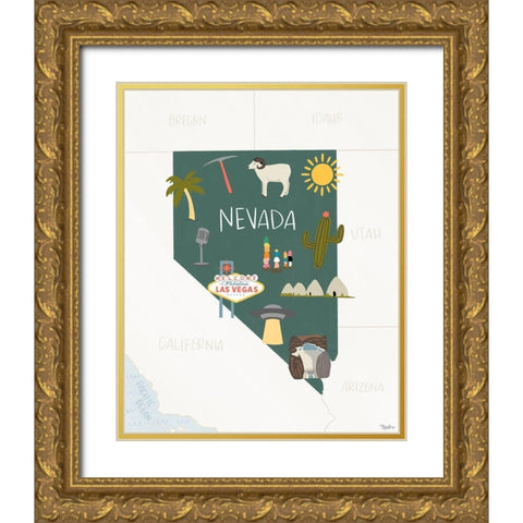 Nevada Icons Gold Ornate Wood Framed Art Print with Double Matting by Louise, Gigi