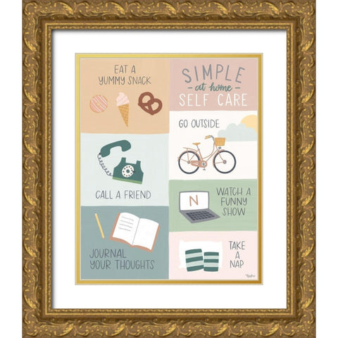 At Home Self Care Gold Ornate Wood Framed Art Print with Double Matting by Louise, Gigi