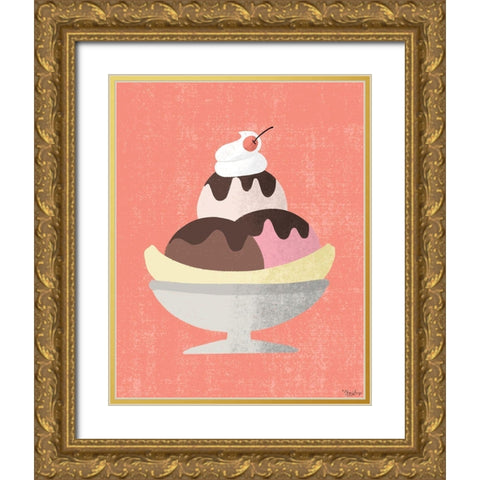 Banana Split Gold Ornate Wood Framed Art Print with Double Matting by Louise, Gigi