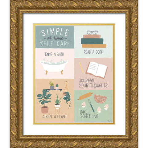 At Home Self Care 3 Gold Ornate Wood Framed Art Print with Double Matting by Louise, Gigi