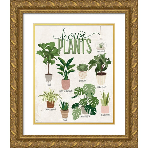 Vintage House Plants Gold Ornate Wood Framed Art Print with Double Matting by Louise, Gigi