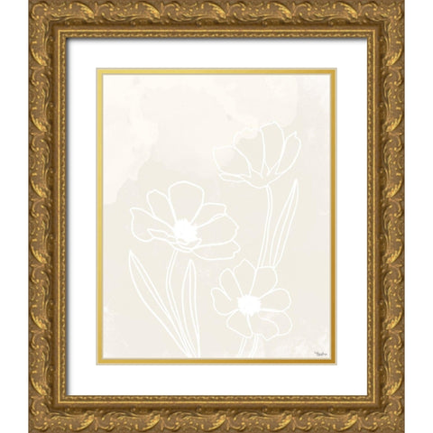 Alabaster Flowers Gold Ornate Wood Framed Art Print with Double Matting by Louise, Gigi