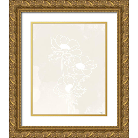 Alabaster Flowers 2 Gold Ornate Wood Framed Art Print with Double Matting by Louise, Gigi