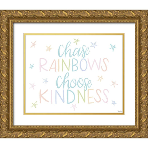 Chase Rainbows Pastel Gold Ornate Wood Framed Art Print with Double Matting by Louise, Gigi