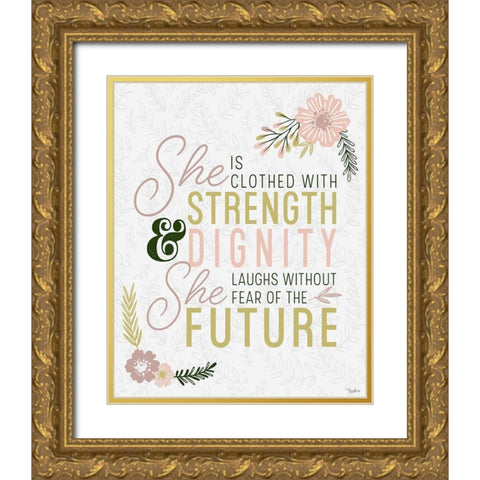 She Strength Gold Ornate Wood Framed Art Print with Double Matting by Louise, Gigi