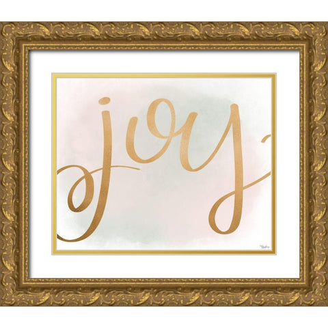 Joy Gold Watercolor Gold Ornate Wood Framed Art Print with Double Matting by Louise, Gigi