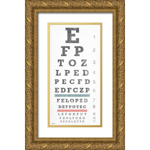 Eye Chart Gold Ornate Wood Framed Art Print with Double Matting by Louise, Gigi
