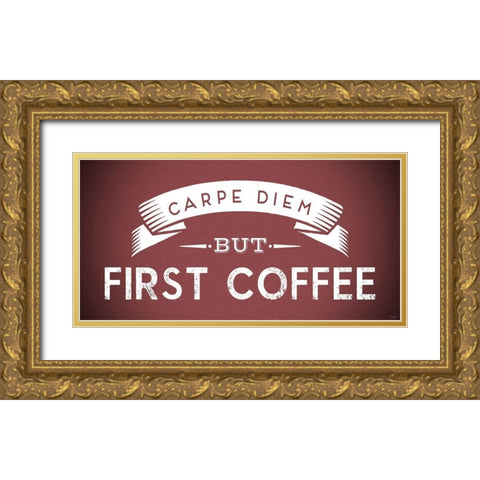 Coffee Red Gold Ornate Wood Framed Art Print with Double Matting by Louise, Gigi