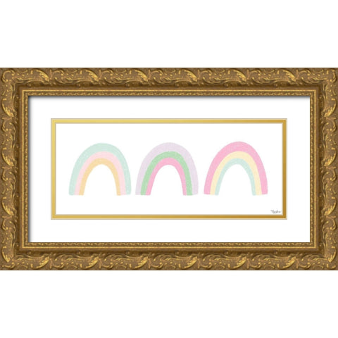 Pastel Rainbows Gold Ornate Wood Framed Art Print with Double Matting by Louise, Gigi