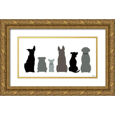Dogs With Black Gold Ornate Wood Framed Art Print with Double Matting by Louise, Gigi