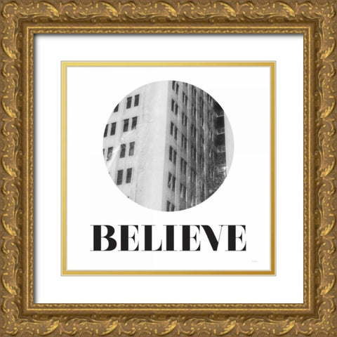 Believe Gold Ornate Wood Framed Art Print with Double Matting by Louise, Gigi