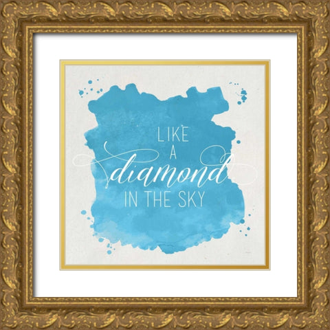 Diamond Sky Blue Gold Ornate Wood Framed Art Print with Double Matting by Louise, Gigi