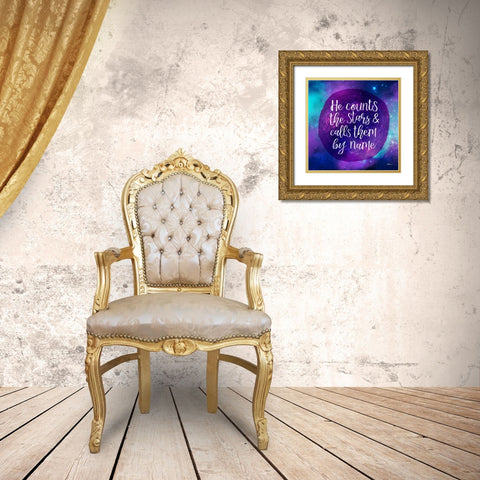 Counting Stars Gold Ornate Wood Framed Art Print with Double Matting by Louise, Gigi