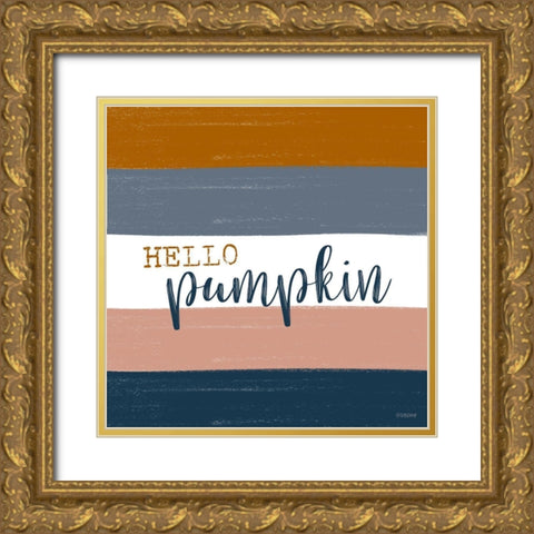 Hello Pumpkin Gold Ornate Wood Framed Art Print with Double Matting by Louise, Gigi