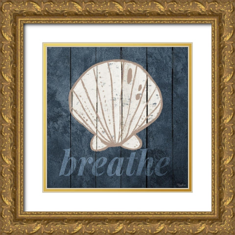 Breathe Shell Gold Ornate Wood Framed Art Print with Double Matting by Louise, Gigi