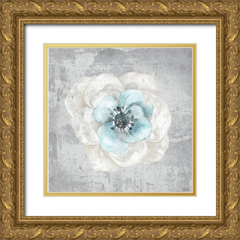 White Flower Gold Ornate Wood Framed Art Print with Double Matting by Louise, Gigi