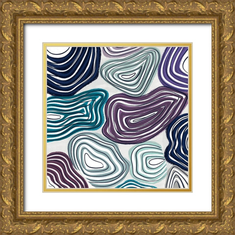 Purple Geodes Gold Ornate Wood Framed Art Print with Double Matting by Louise, Gigi