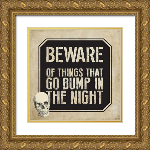 Beware Gold Ornate Wood Framed Art Print with Double Matting by Louise, Gigi