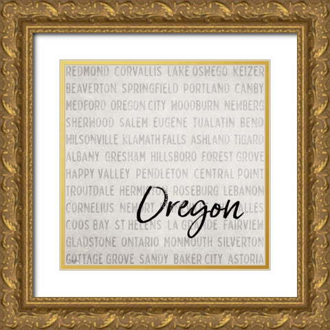 Oregon Cities Gold Ornate Wood Framed Art Print with Double Matting by Louise, Gigi
