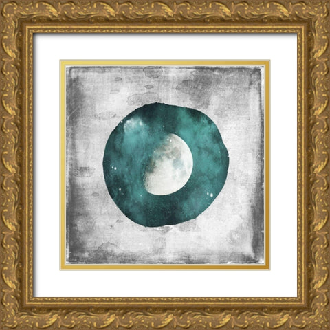 Teal Half Moon Gold Ornate Wood Framed Art Print with Double Matting by Louise, Gigi