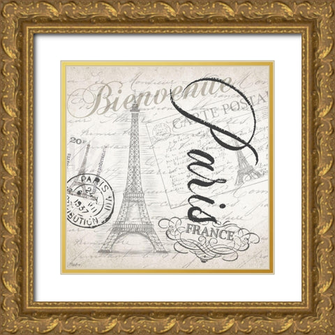 Paris Post Gold Ornate Wood Framed Art Print with Double Matting by Louise, Gigi