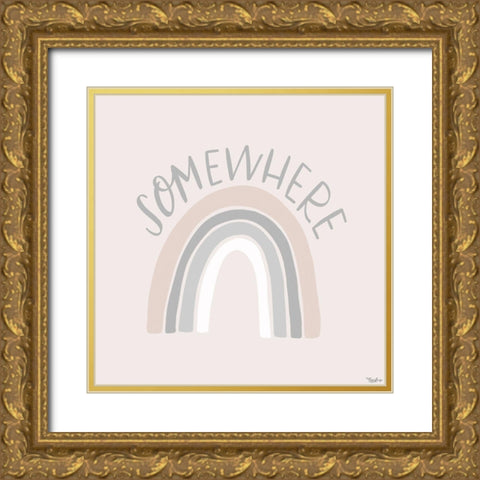 Somewhere Rainbow Gold Ornate Wood Framed Art Print with Double Matting by Louise, Gigi