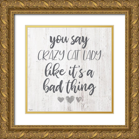 Cat Lady Gold Ornate Wood Framed Art Print with Double Matting by Louise, Gigi