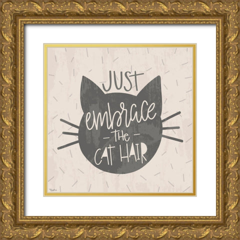 Embrace Cat Hair Gold Ornate Wood Framed Art Print with Double Matting by Louise, Gigi