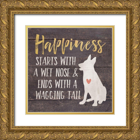 Happiness Dog Gold Ornate Wood Framed Art Print with Double Matting by Louise, Gigi