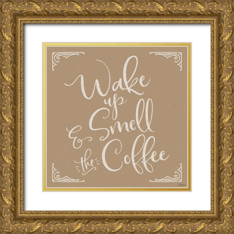 Smell The Coffee Gold Ornate Wood Framed Art Print with Double Matting by Louise, Gigi