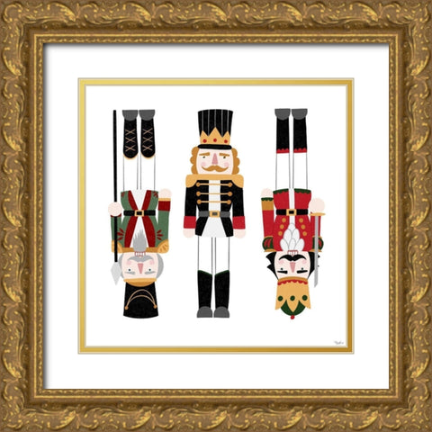 Nutcrackers Gold Ornate Wood Framed Art Print with Double Matting by Louise, Gigi