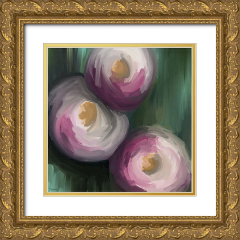Abstract Pink Flowers Gold Ornate Wood Framed Art Print with Double Matting by Louise, Gigi